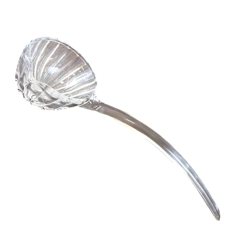 VTG Jeannette‎ Glass National Log Cabin Clear Ribbed Punch Bowl Ladle 11.5" Long
